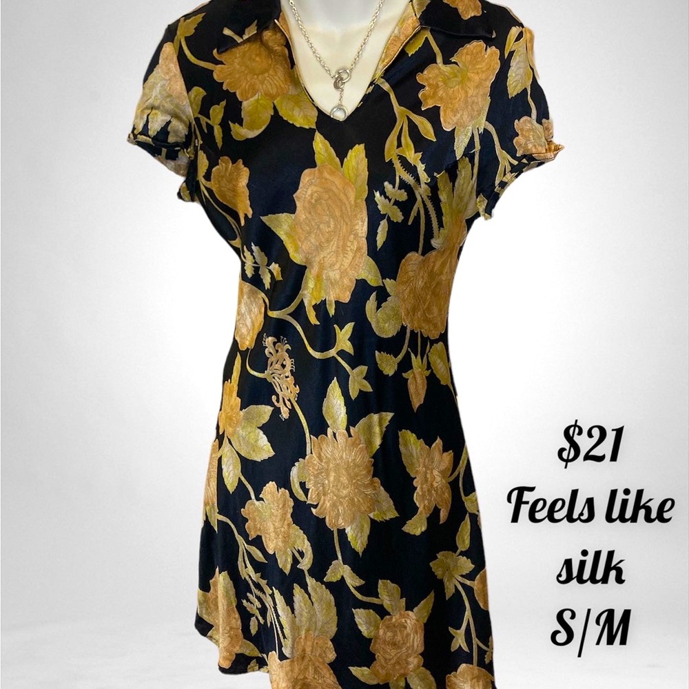 Beautiful gold, silk-like goddess of a dress